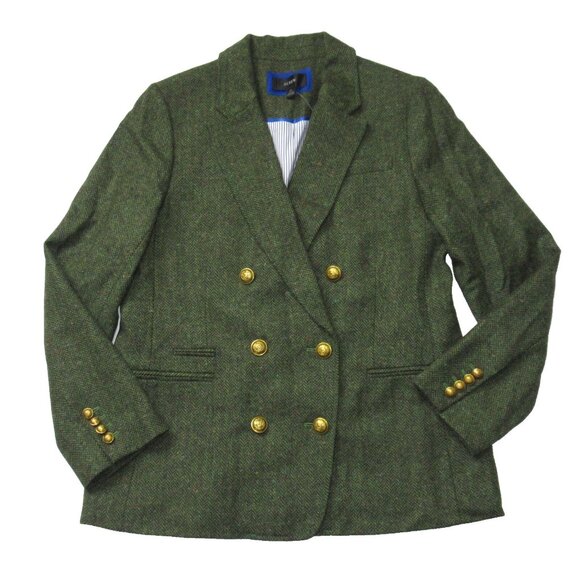 NWT J.Crew Bristol Blazer in Meadow Herringbone Wool Double-Breasted Jacket 12 - Picture 2 of 6